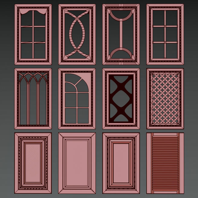 cabinet door set 01 3D model_2