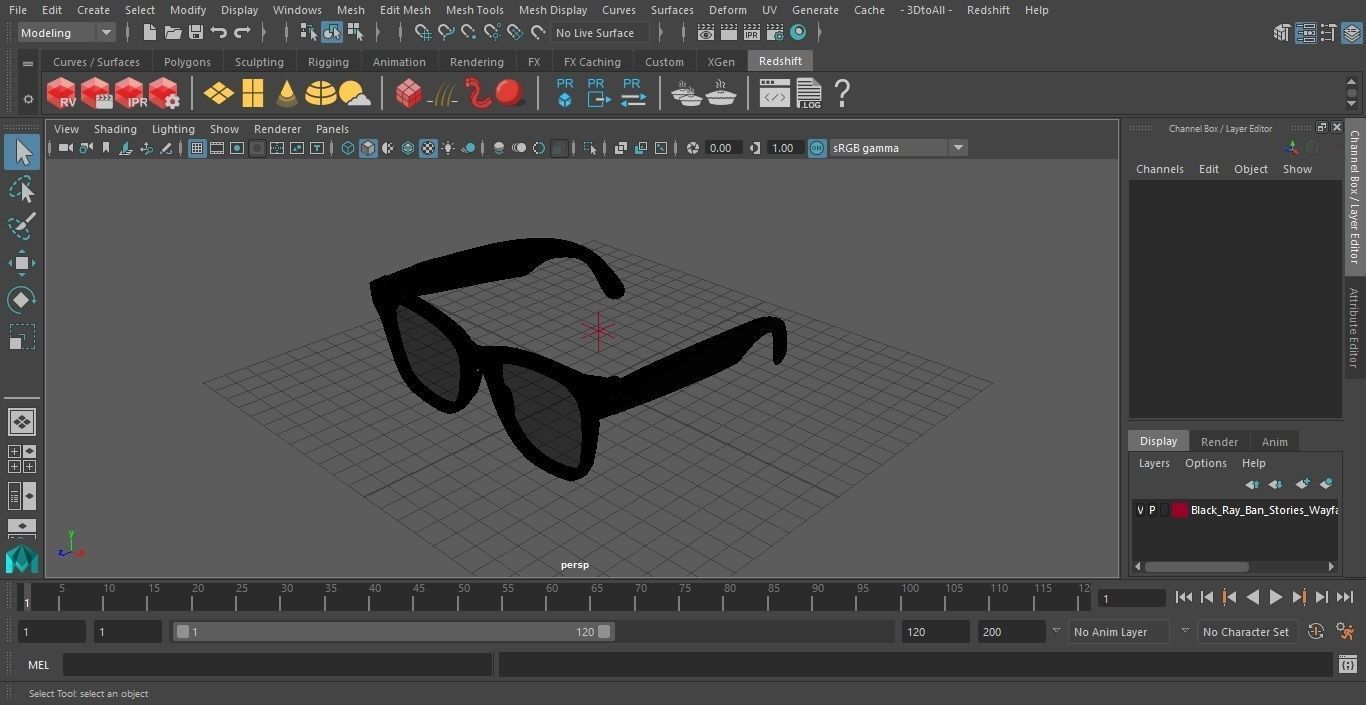 Black Ray Ban Stories Wayfarer Smart Glasses Green Solid 3D model_33