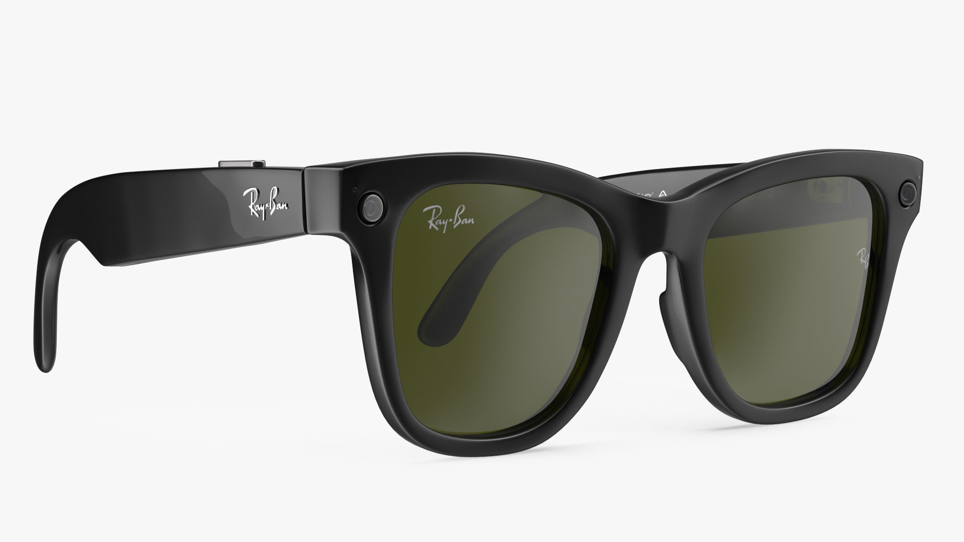 Black Ray Ban Stories Wayfarer Smart Glasses Green Solid 3D model_10