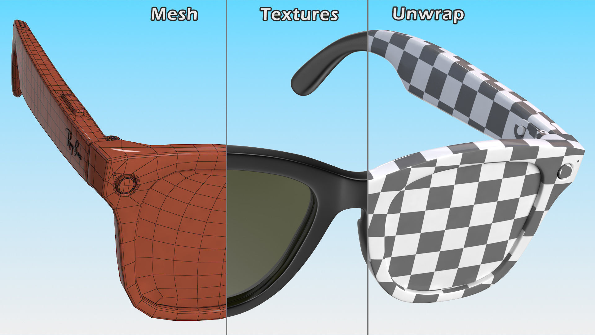 Black Ray Ban Stories Wayfarer Smart Glasses Green Solid 3D model_17