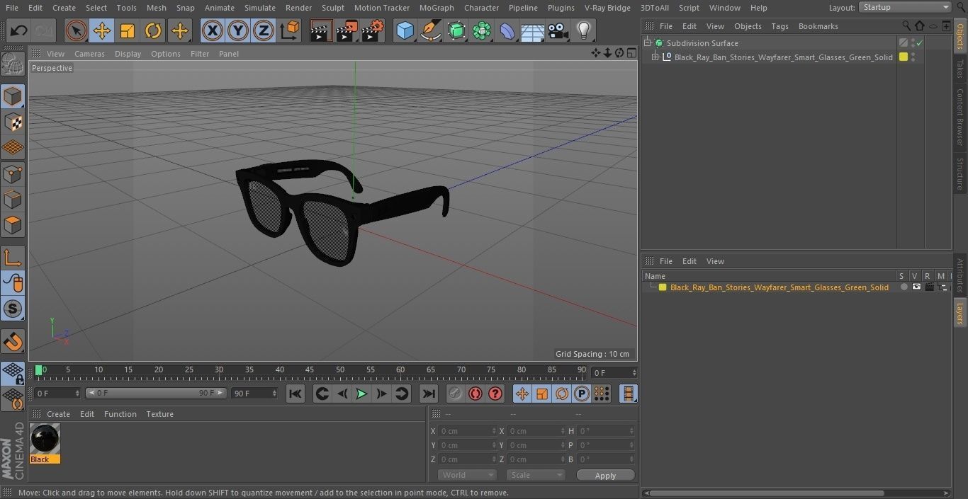 Black Ray Ban Stories Wayfarer Smart Glasses Green Solid 3D model_32
