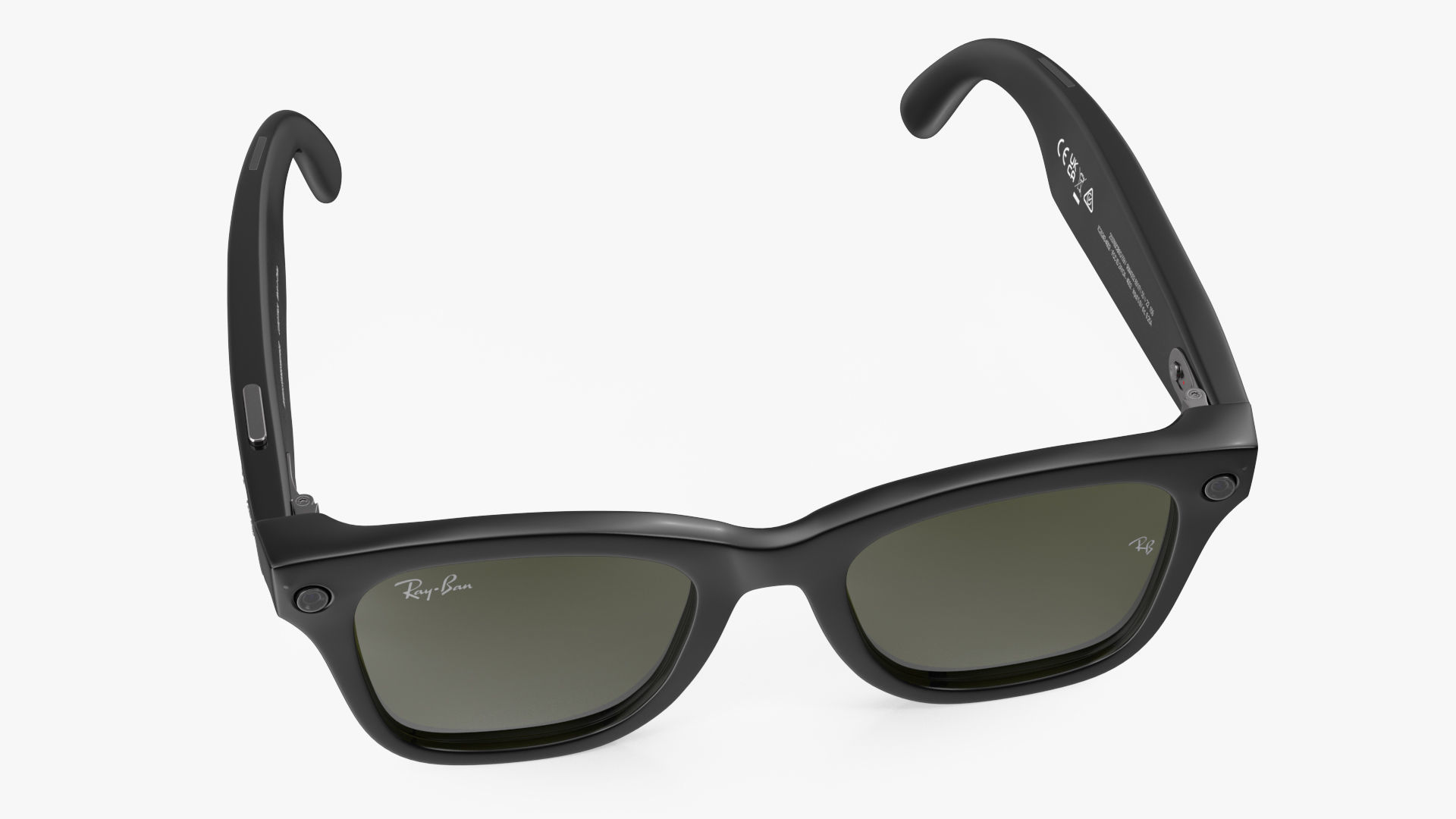 Black Ray Ban Stories Wayfarer Smart Glasses Green Solid 3D model_8