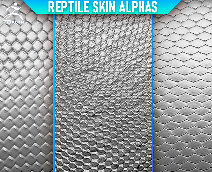 Reptile Skin Alphas Tileable vol 3 for ZBrush 3D model