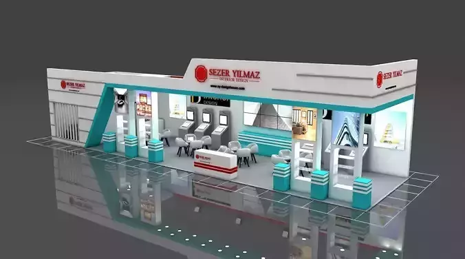 Booth Exhibition Stand Stall 19X5m Height 366 cm 2 Side Open 3D model