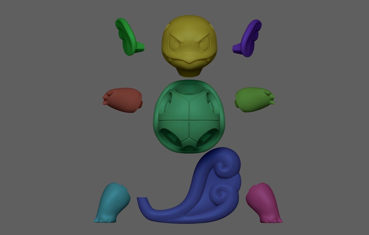 Wartortle pokemon toy 3D print model_5