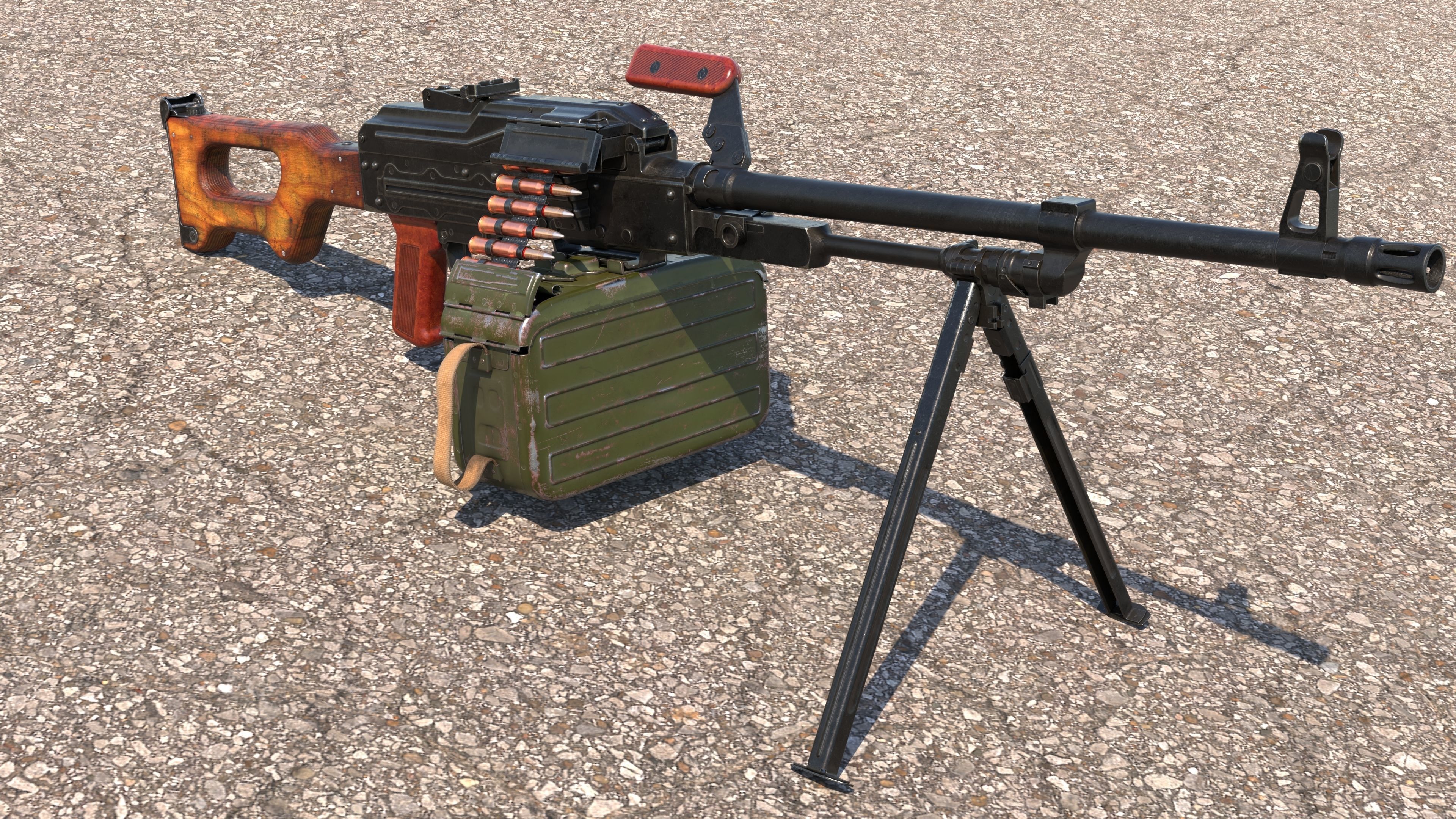 PKM Machine Gun Game Ready Low-poly 3D model_2