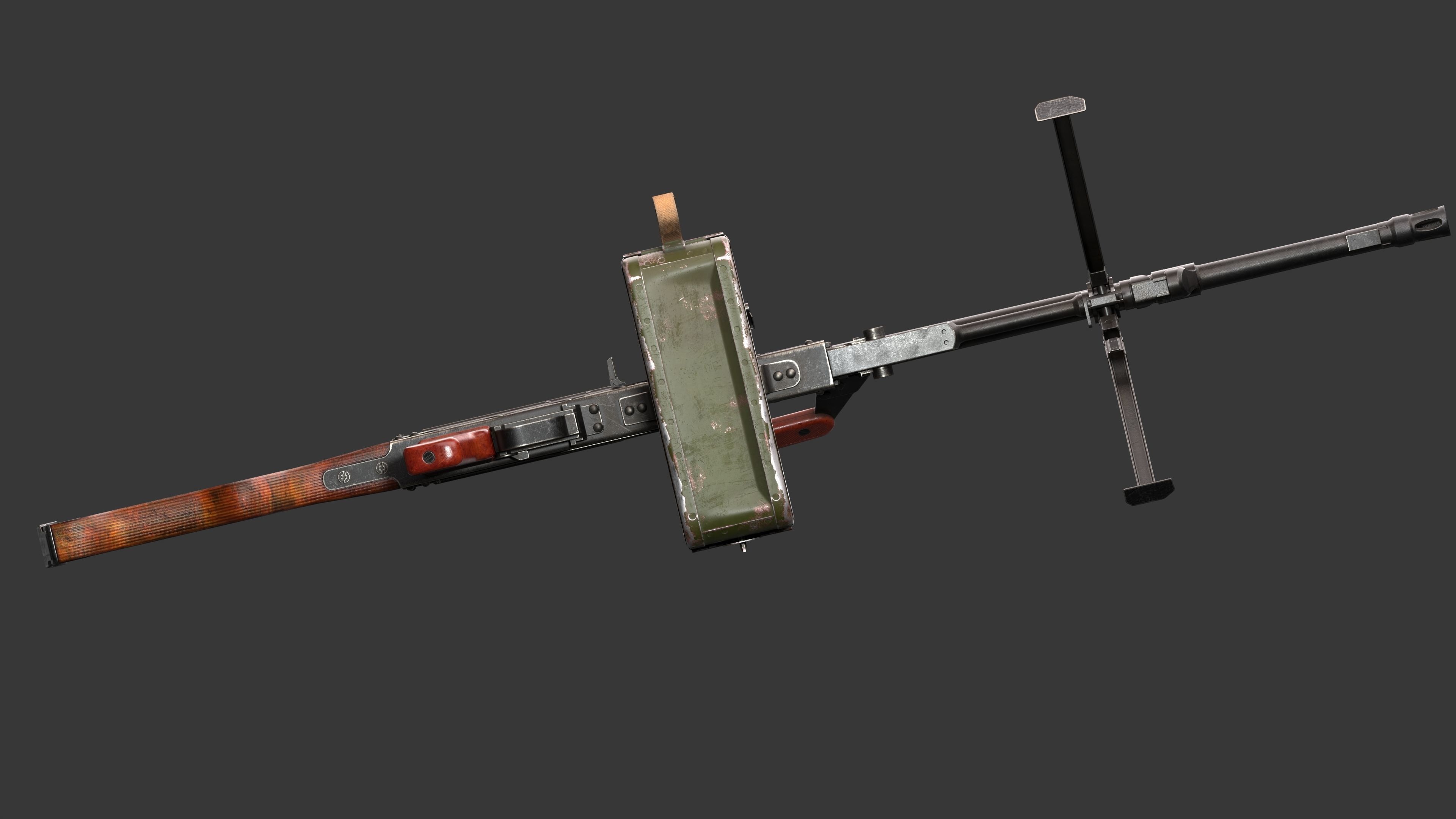 PKM Machine Gun Game Ready Low-poly 3D model_9