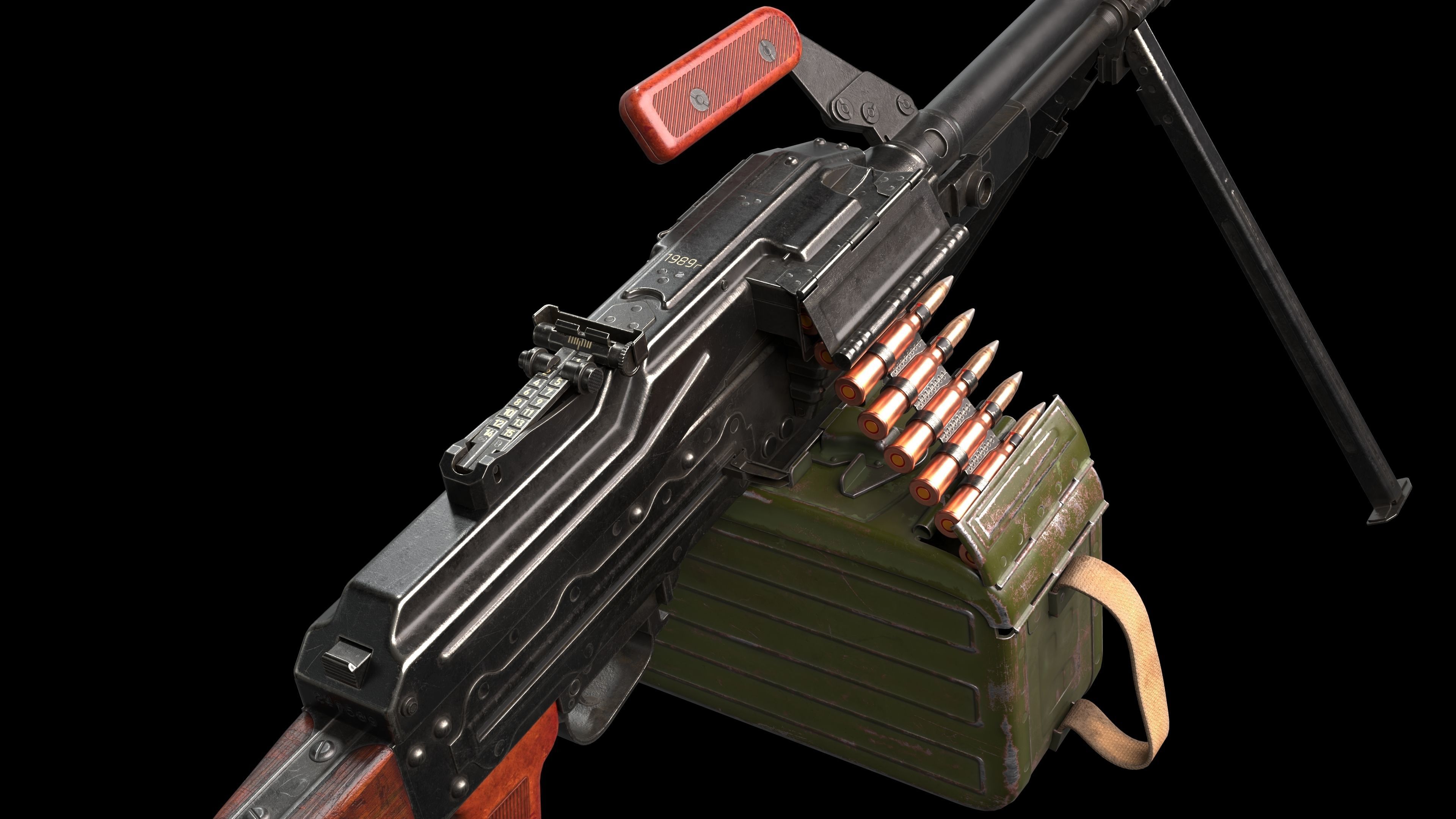 PKM Machine Gun Game Ready Low-poly 3D model_1