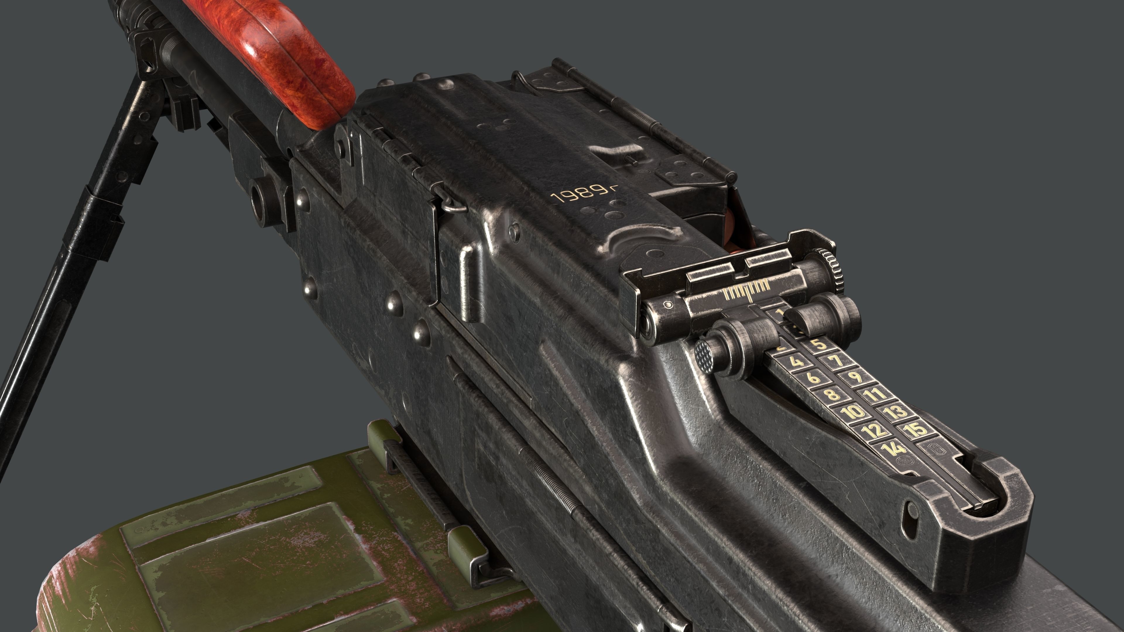PKM Machine Gun Game Ready Low-poly 3D model_13