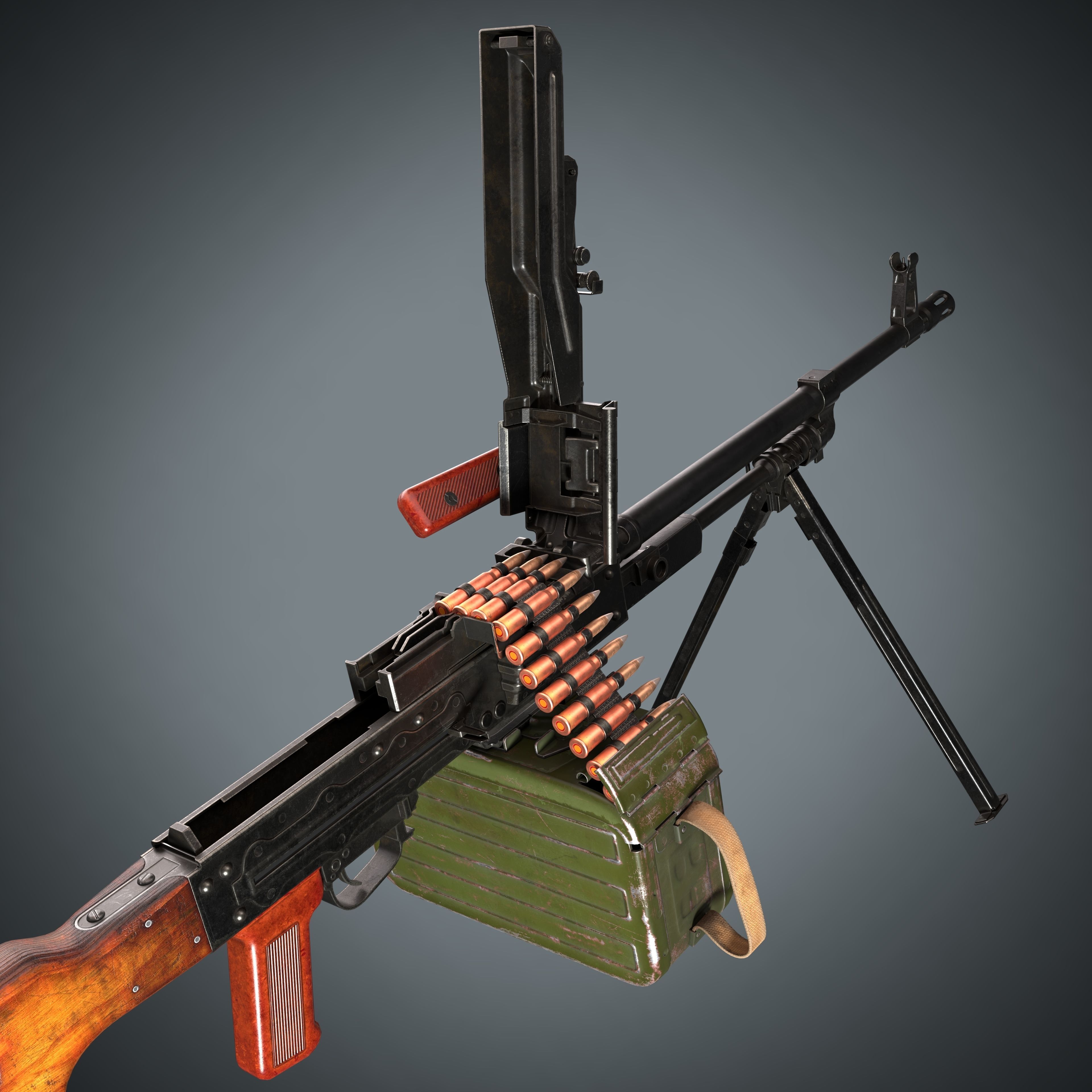 PKM Machine Gun Game Ready Low-poly 3D model_18
