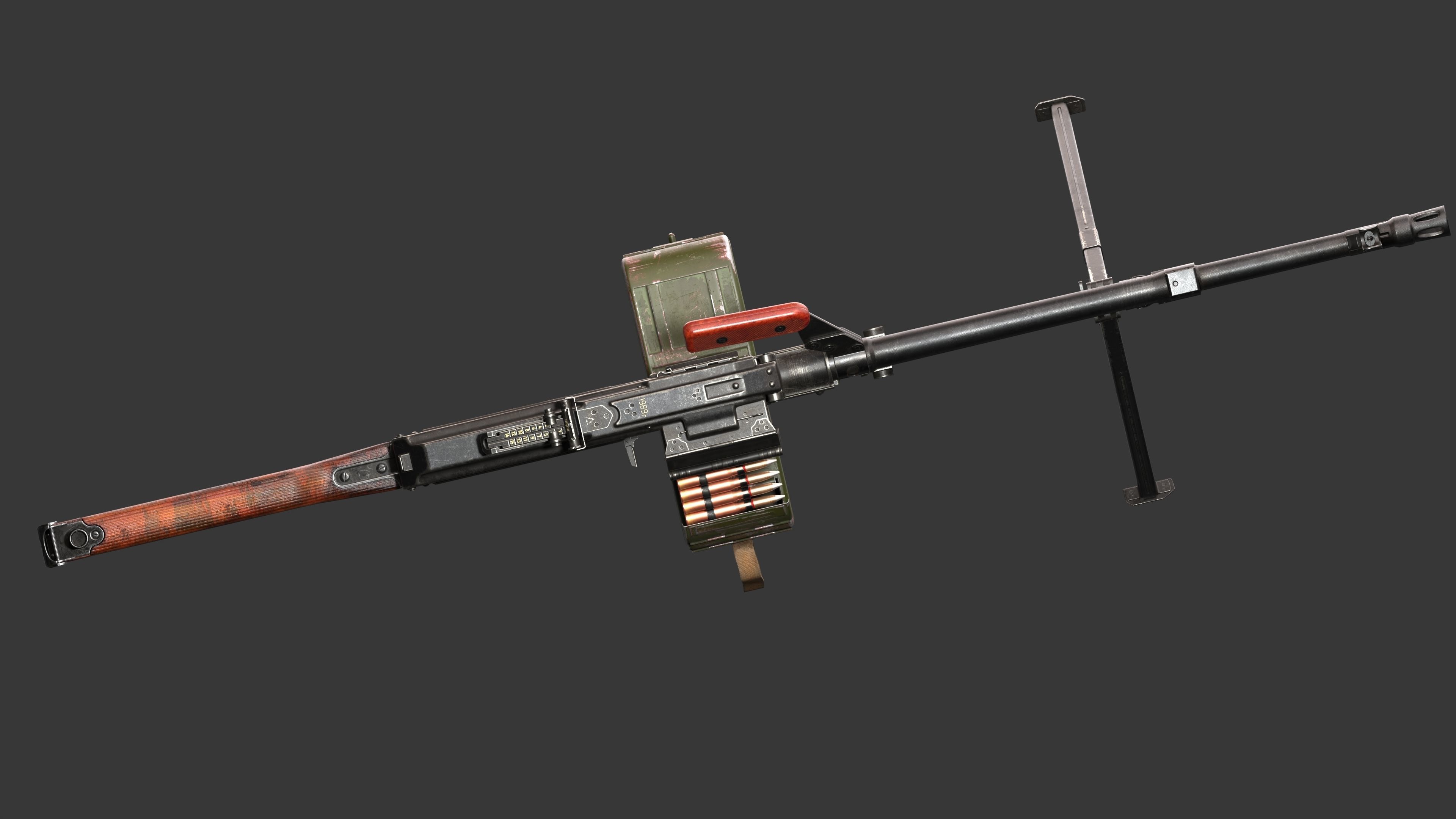 PKM Machine Gun Game Ready Low-poly 3D model_10