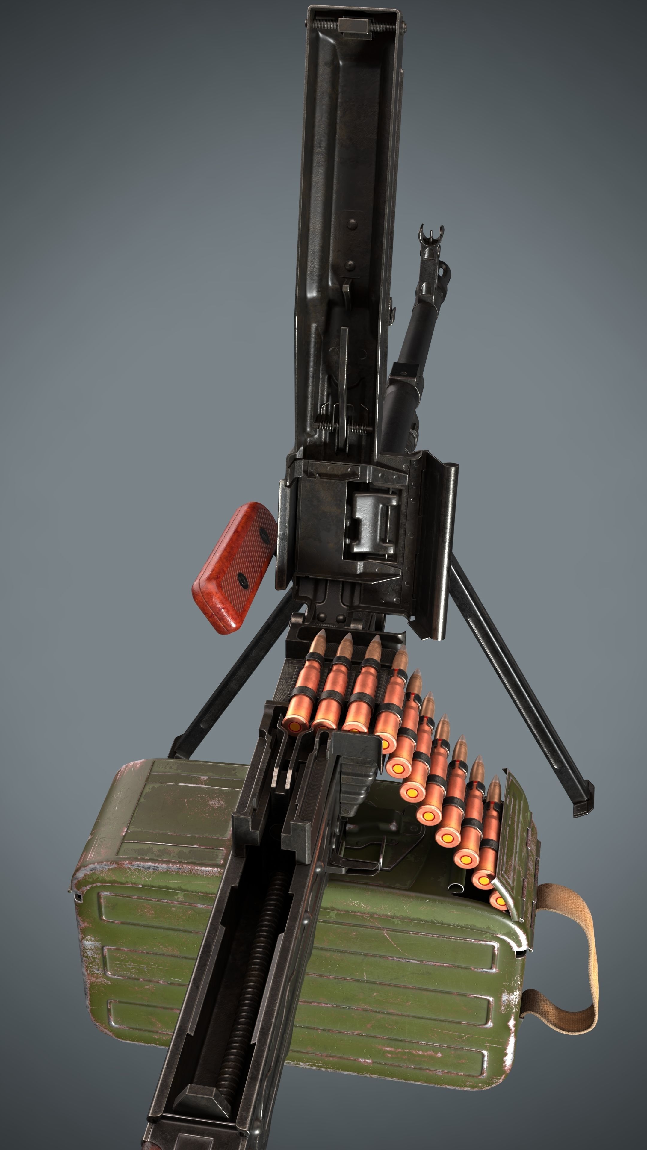 PKM Machine Gun Game Ready Low-poly 3D model_19