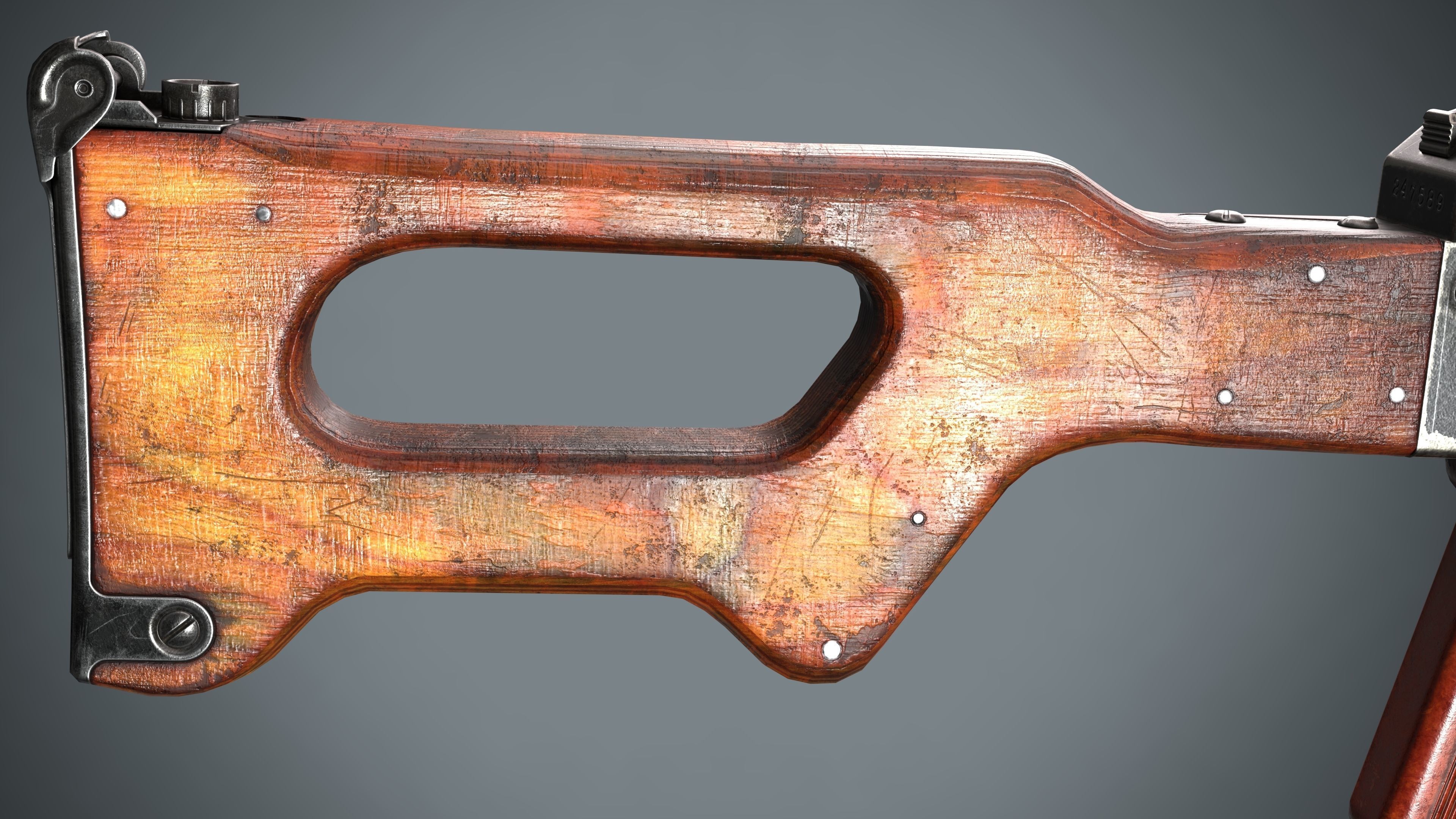 PKM Machine Gun Game Ready Low-poly 3D model_15