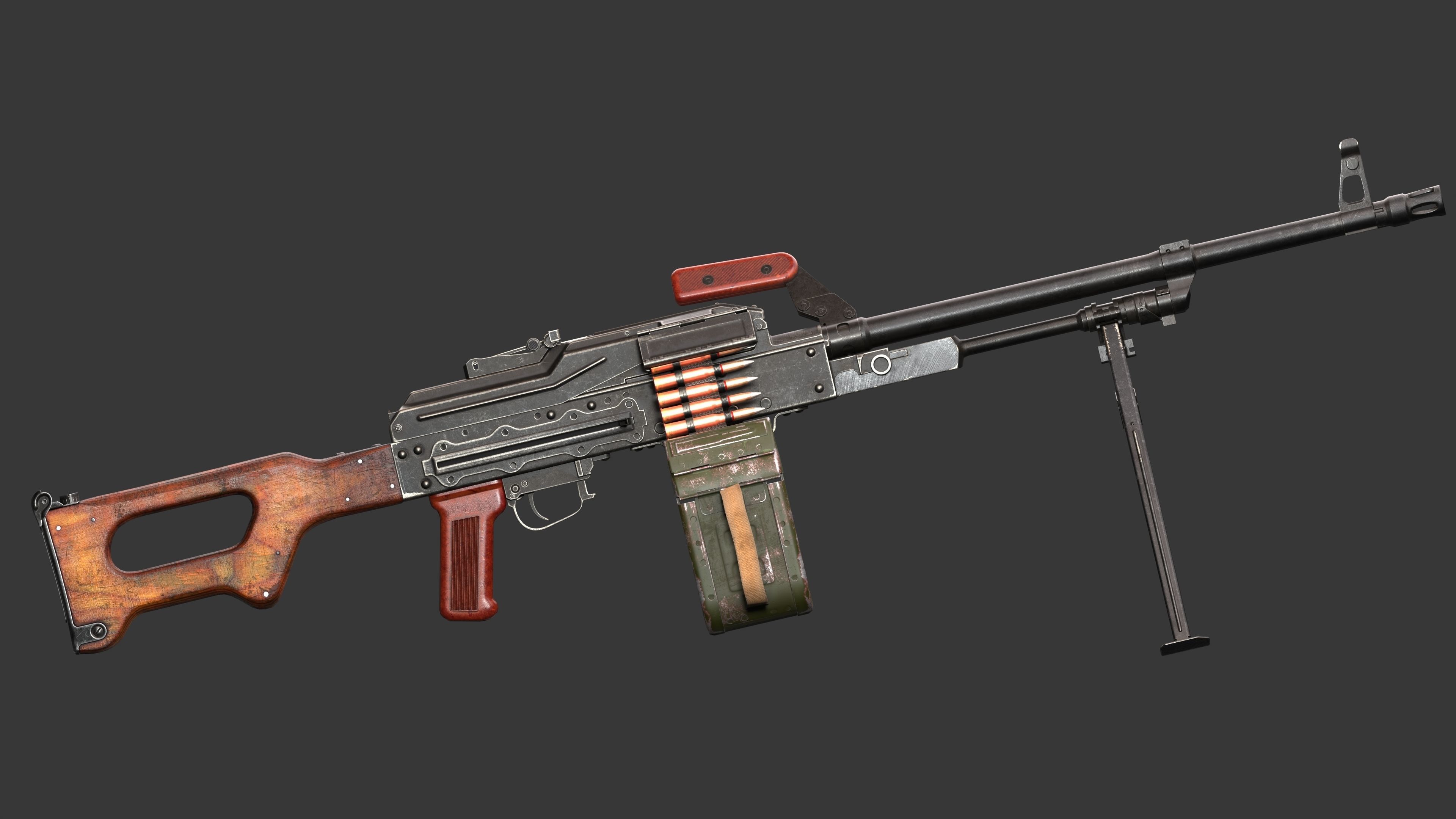 PKM Machine Gun Game Ready Low-poly 3D model_7