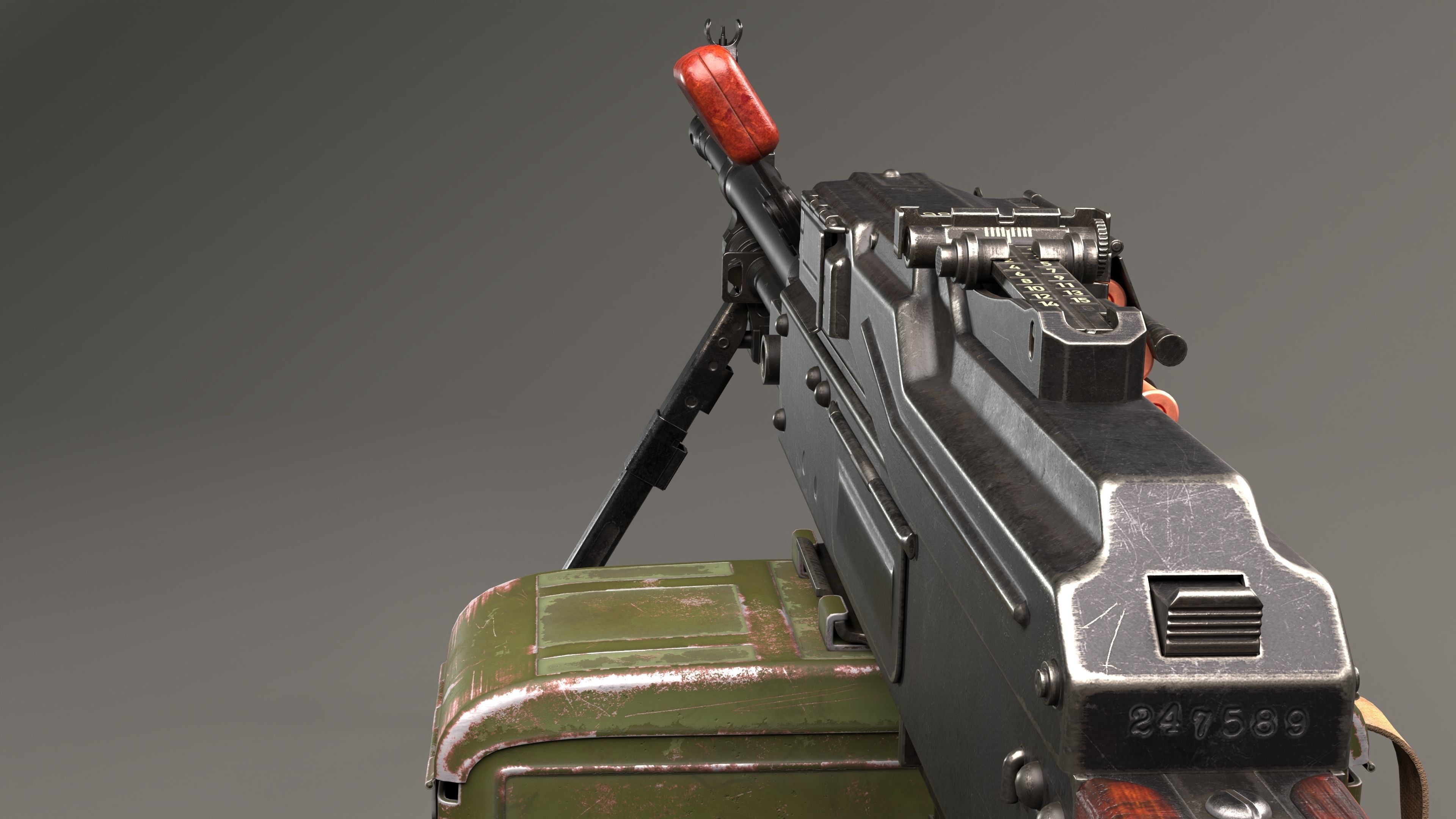 PKM Machine Gun Game Ready Low-poly 3D model_5