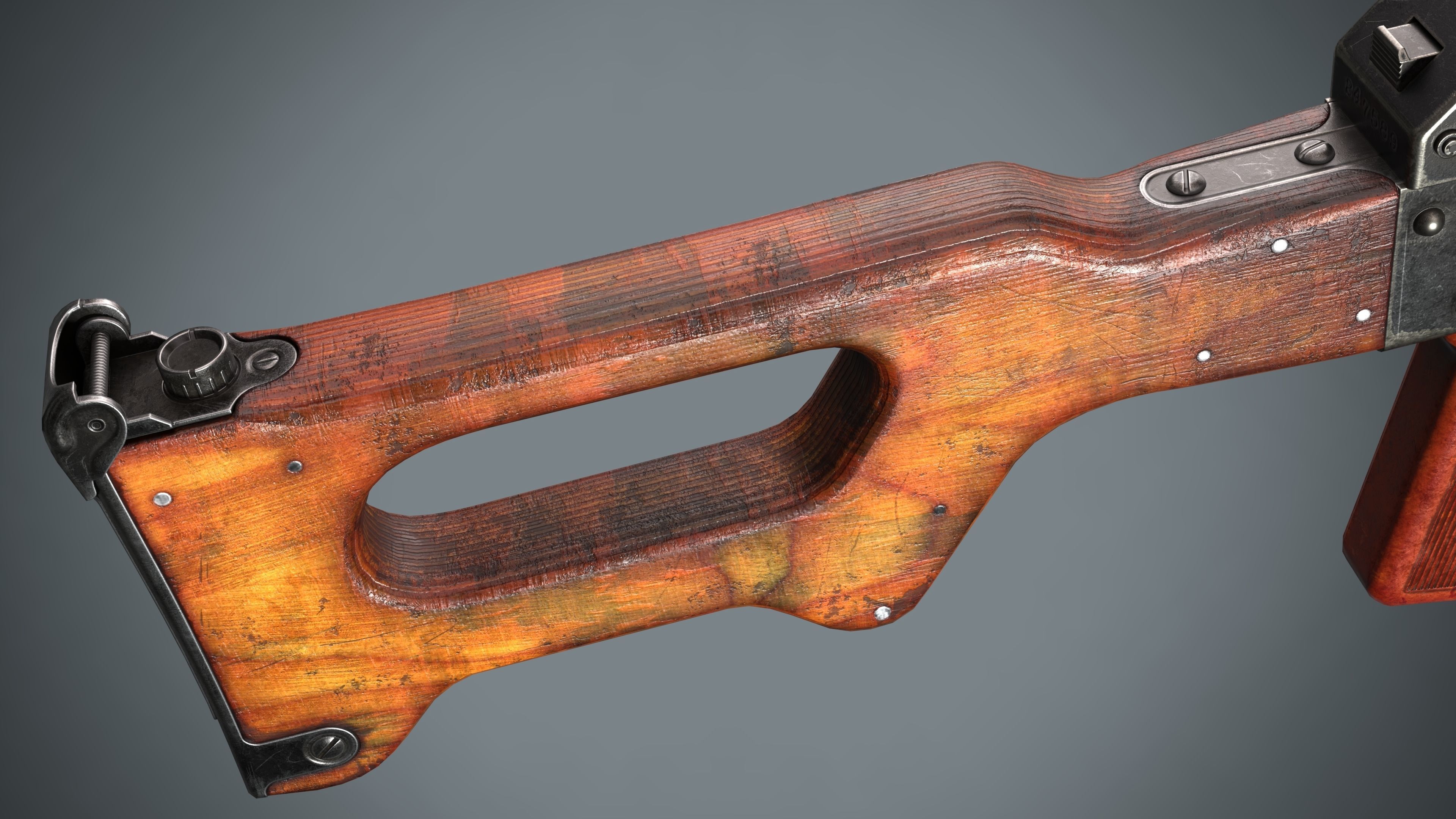 PKM Machine Gun Game Ready Low-poly 3D model_16