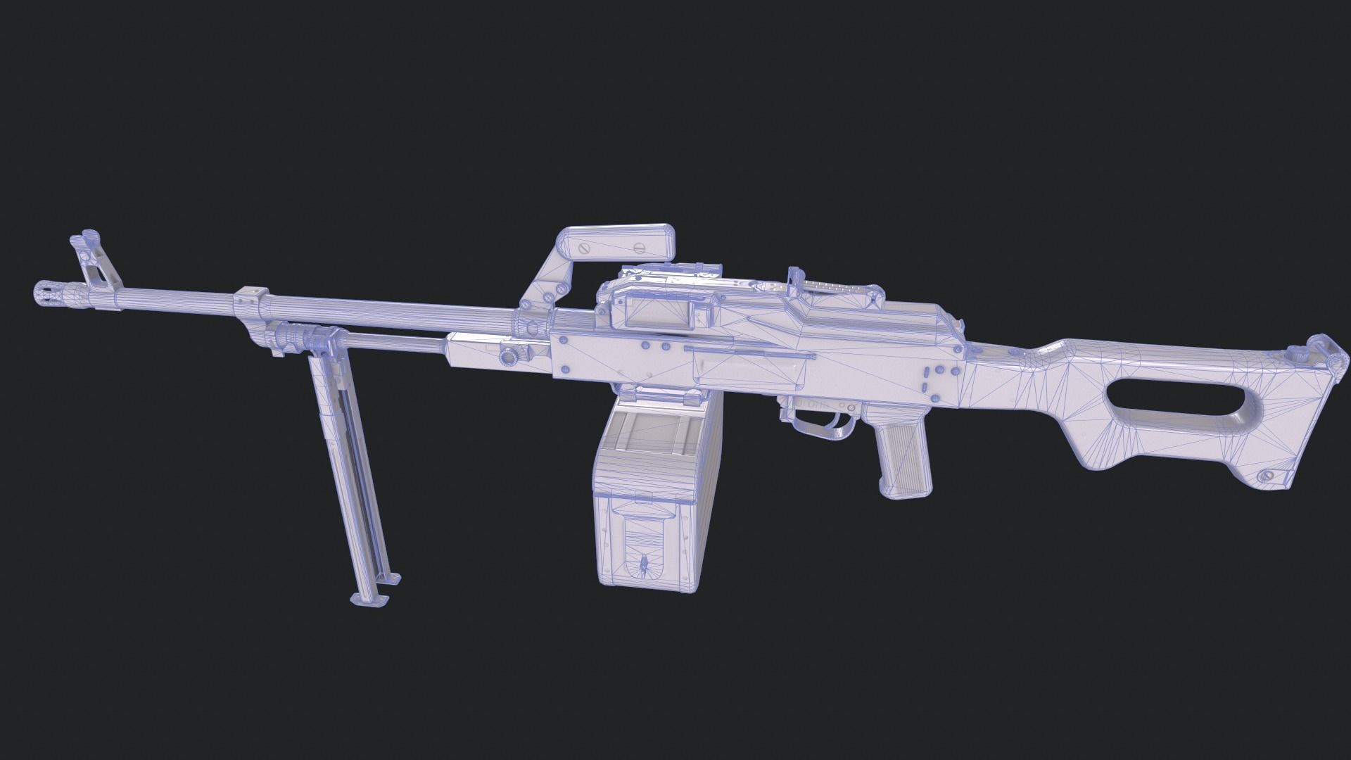 PKM Machine Gun Game Ready Low-poly 3D model_21
