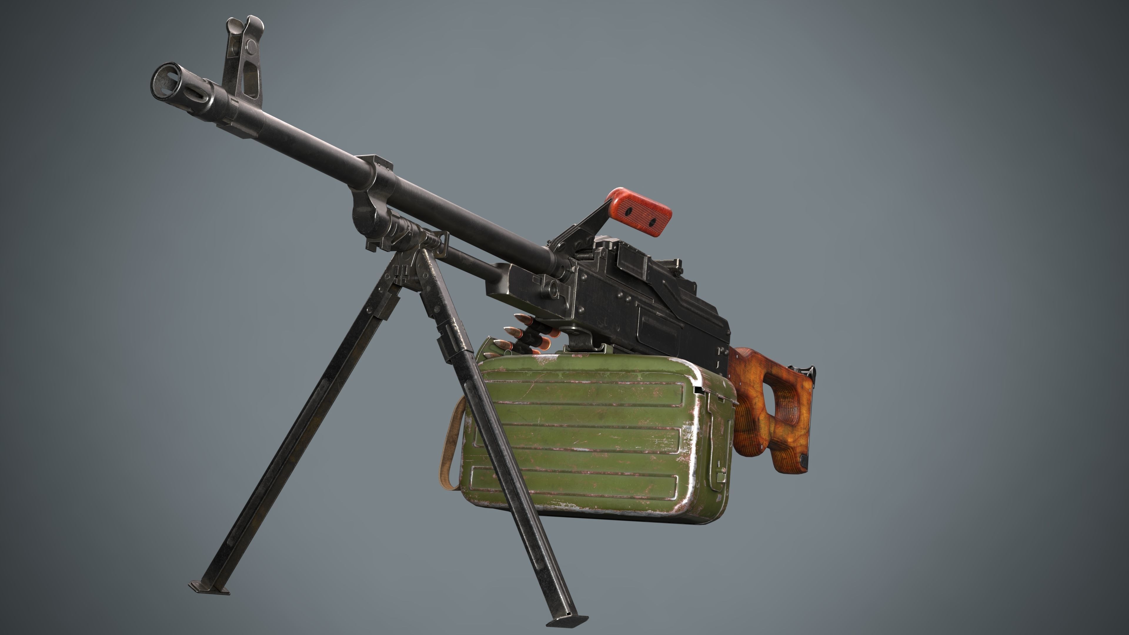 PKM Machine Gun Game Ready Low-poly 3D model_17