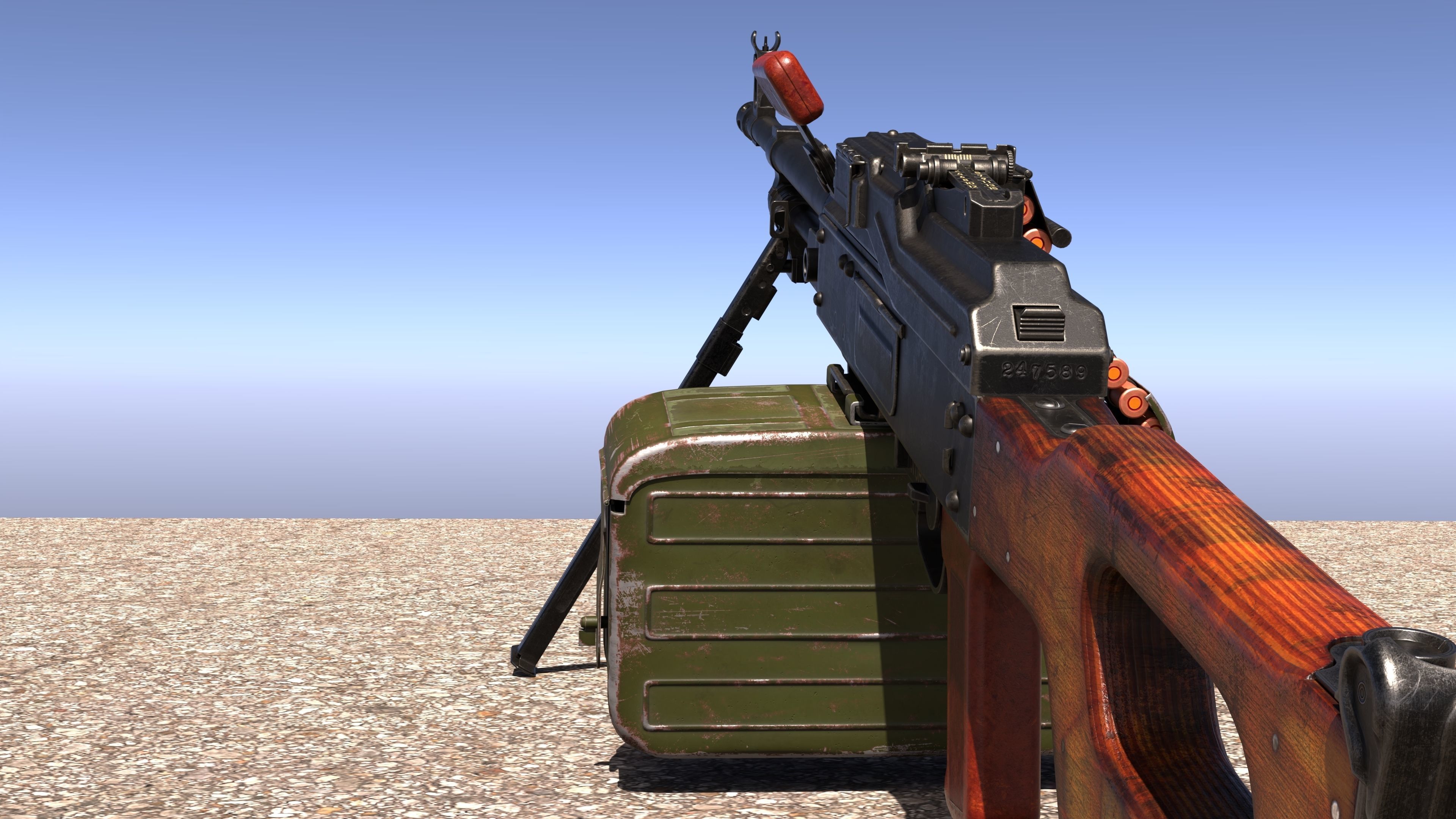 PKM Machine Gun Game Ready Low-poly 3D model_14