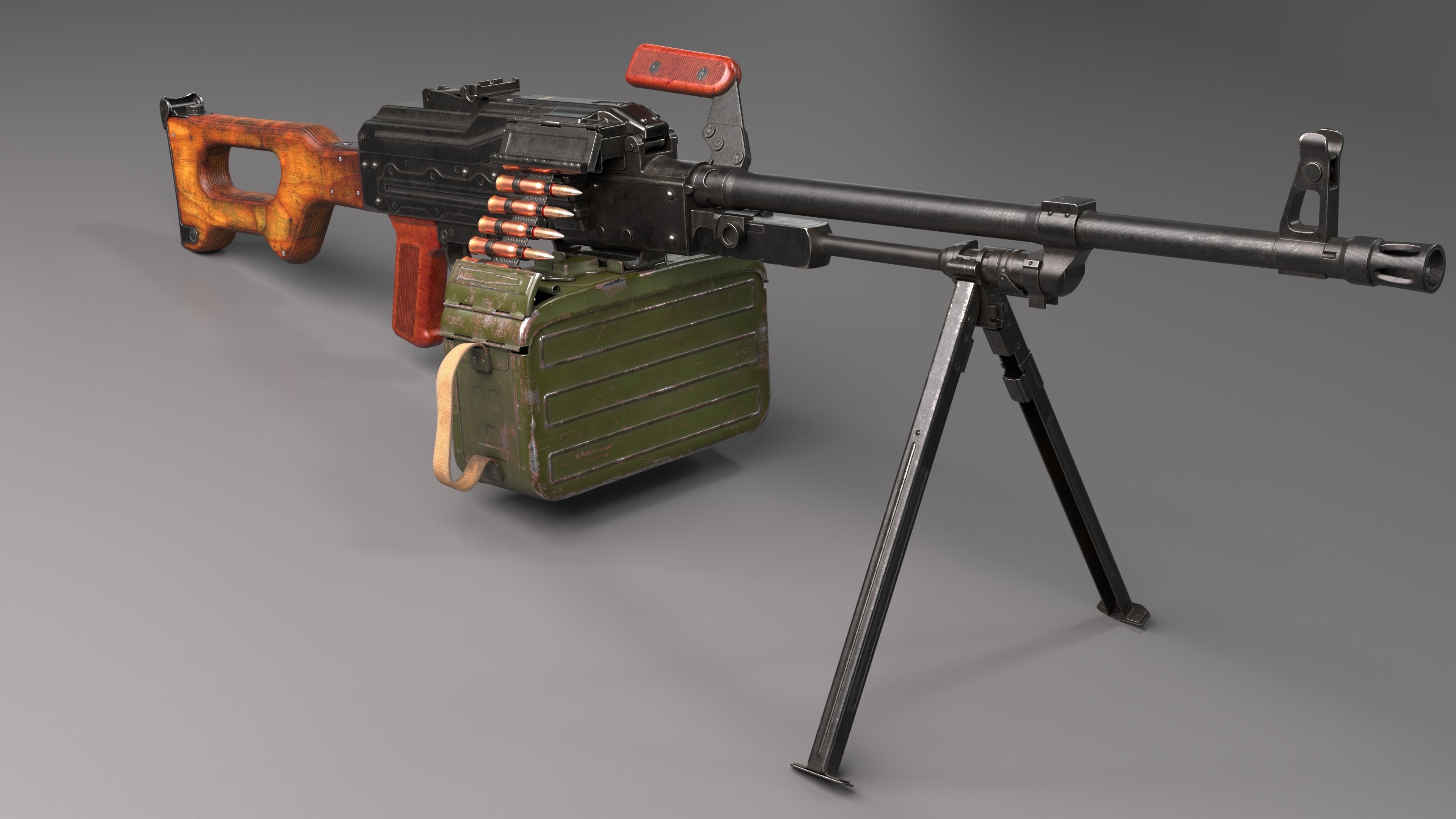 PKM Machine Gun Game Ready Low-poly 3D model_3