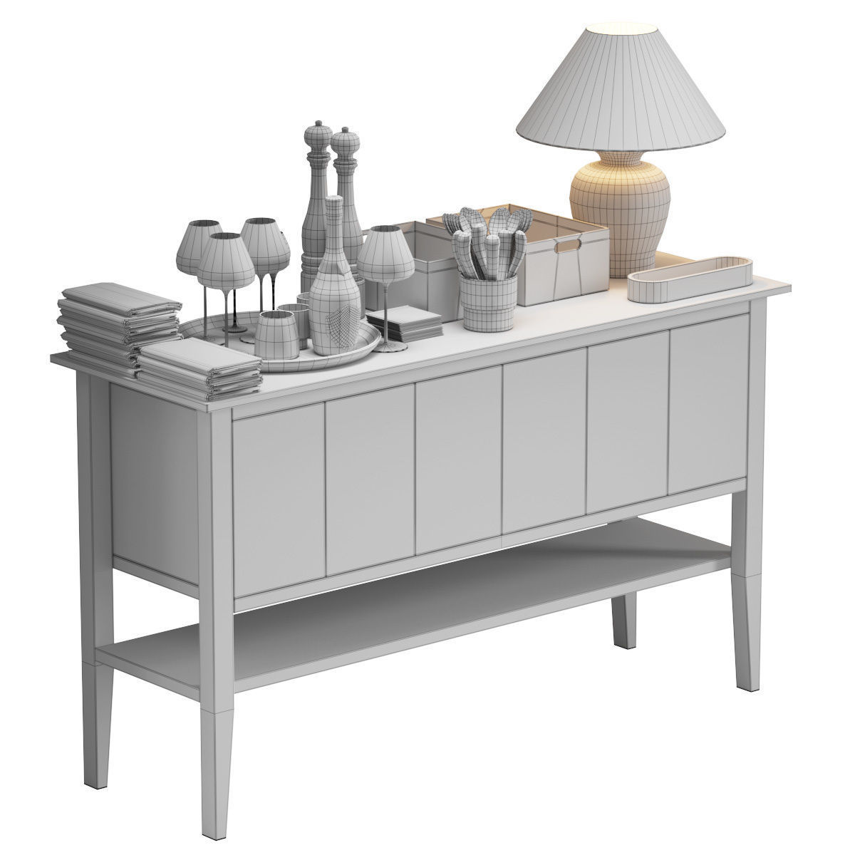 Waiter station for restaurant or cafe with items 3D model_2
