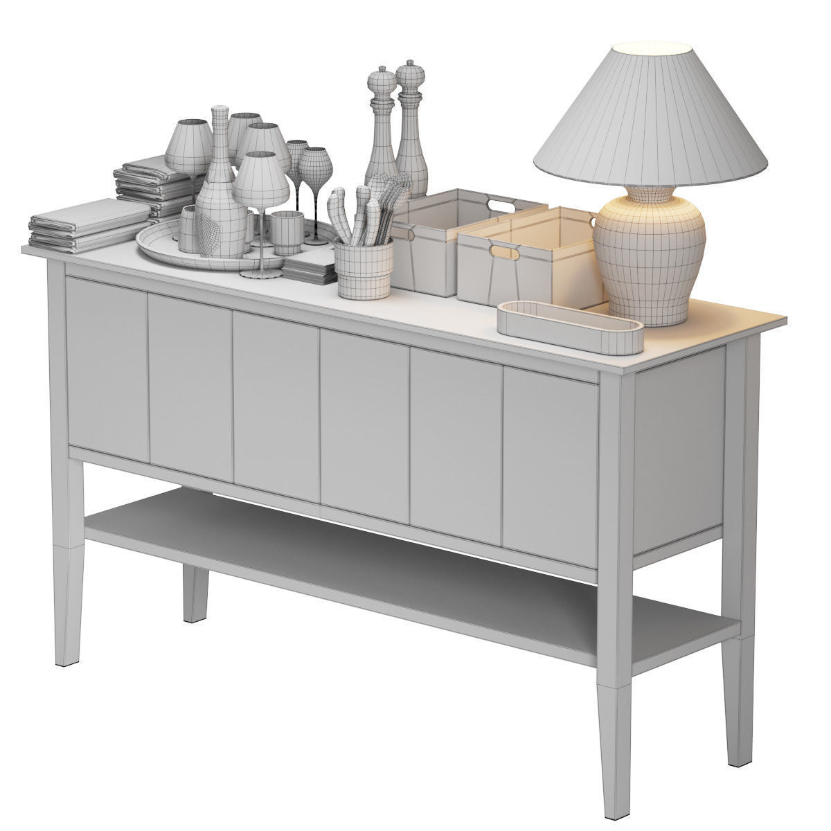Waiter station for restaurant or cafe with items 3D model_3
