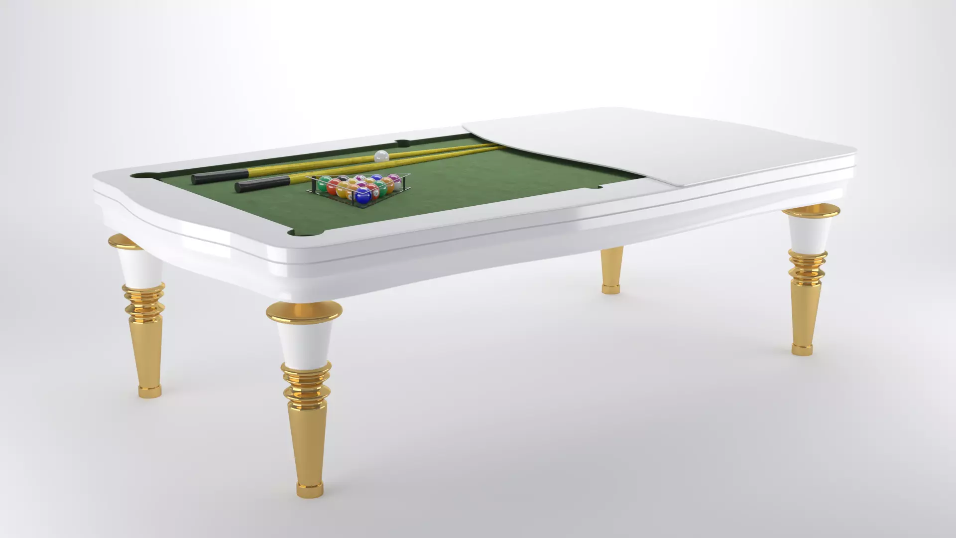 Sleek vintage pool table 3D model_0