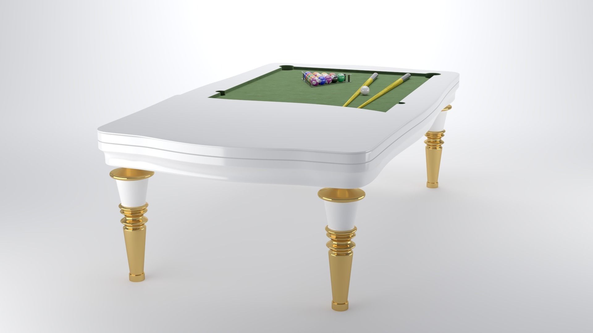 Sleek vintage pool table 3D model_1