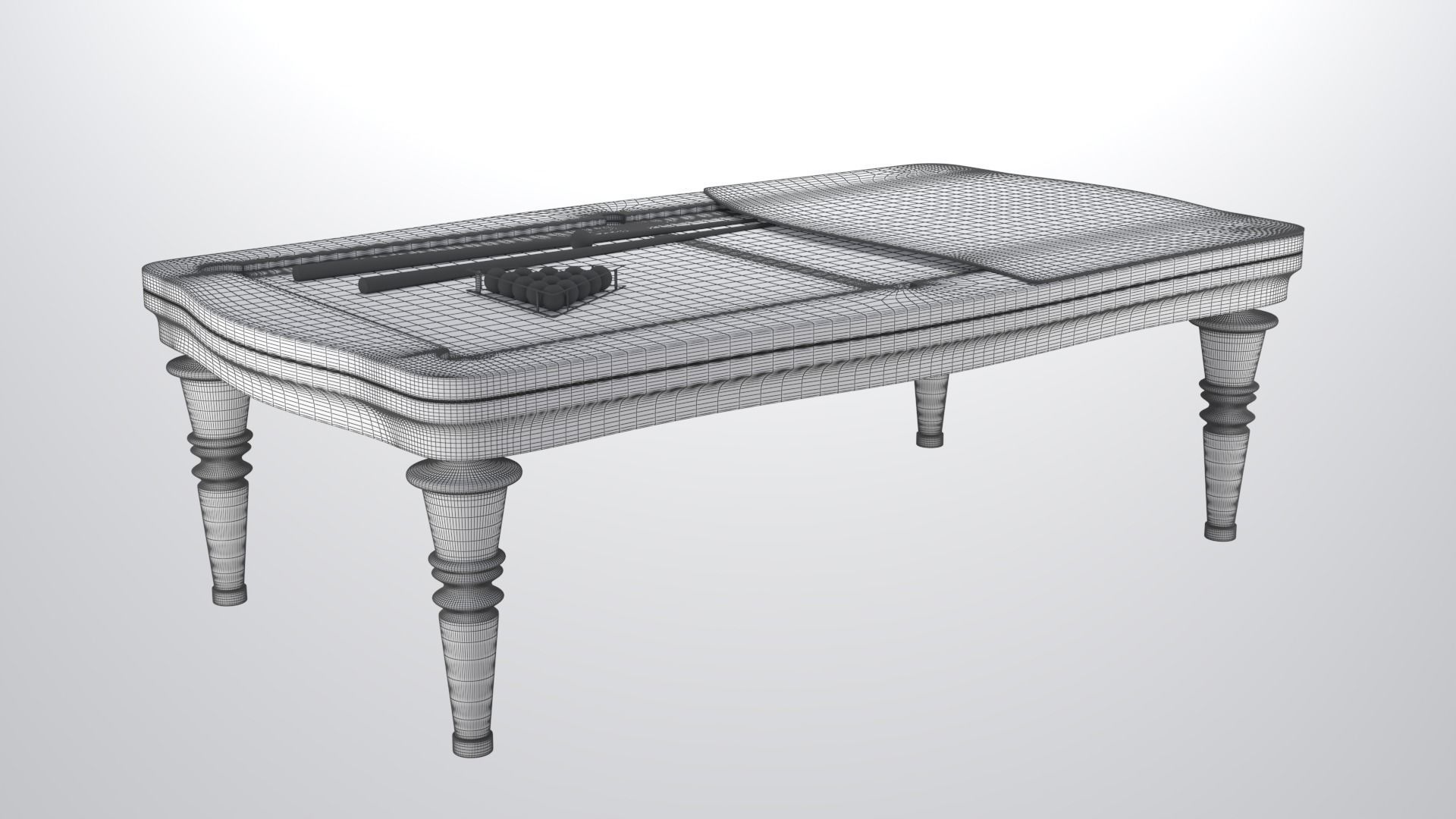 Sleek vintage pool table 3D model_2