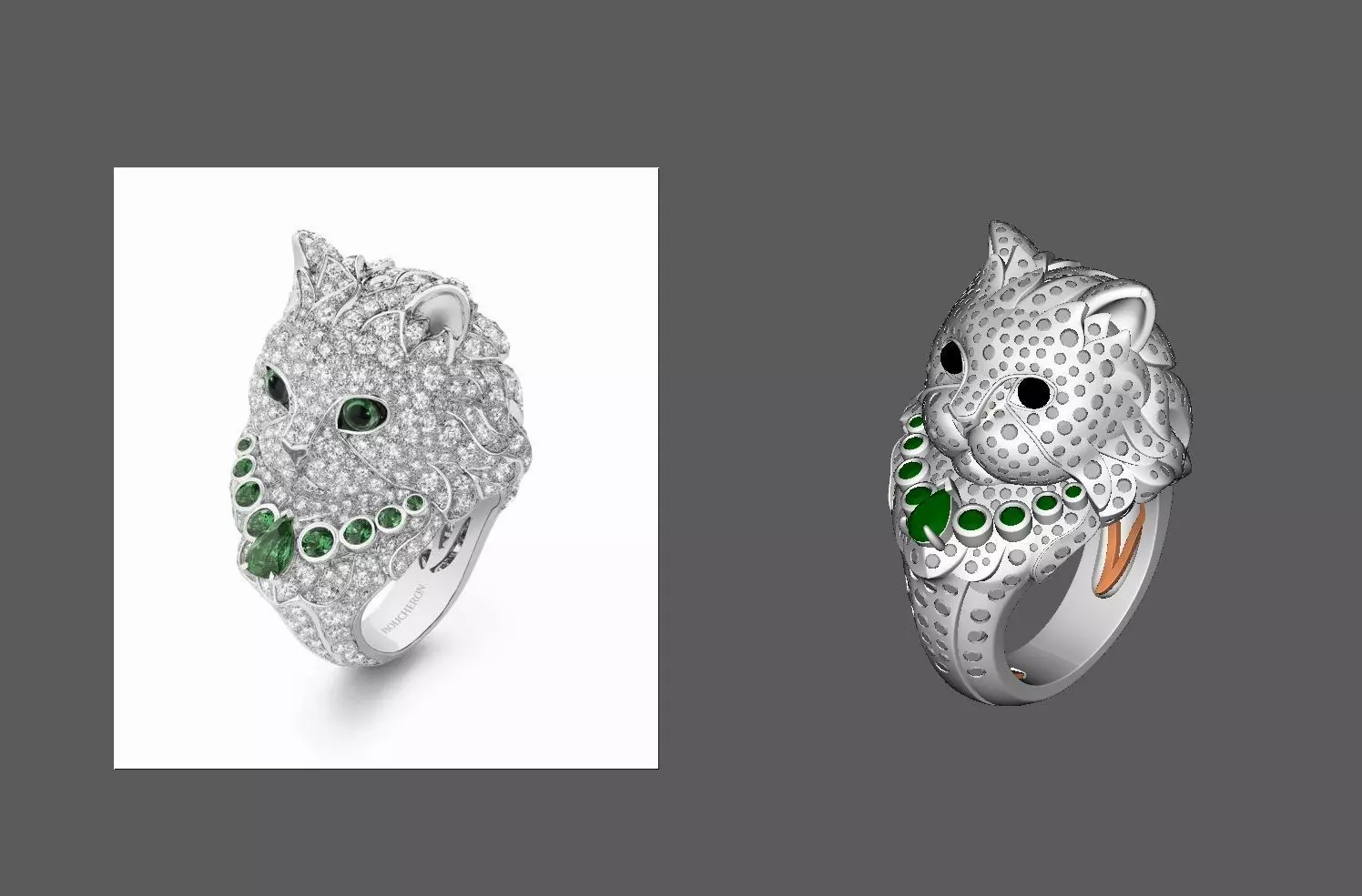 cat ring with diamonds 3D print model_0