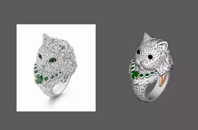 cat ring with diamonds
