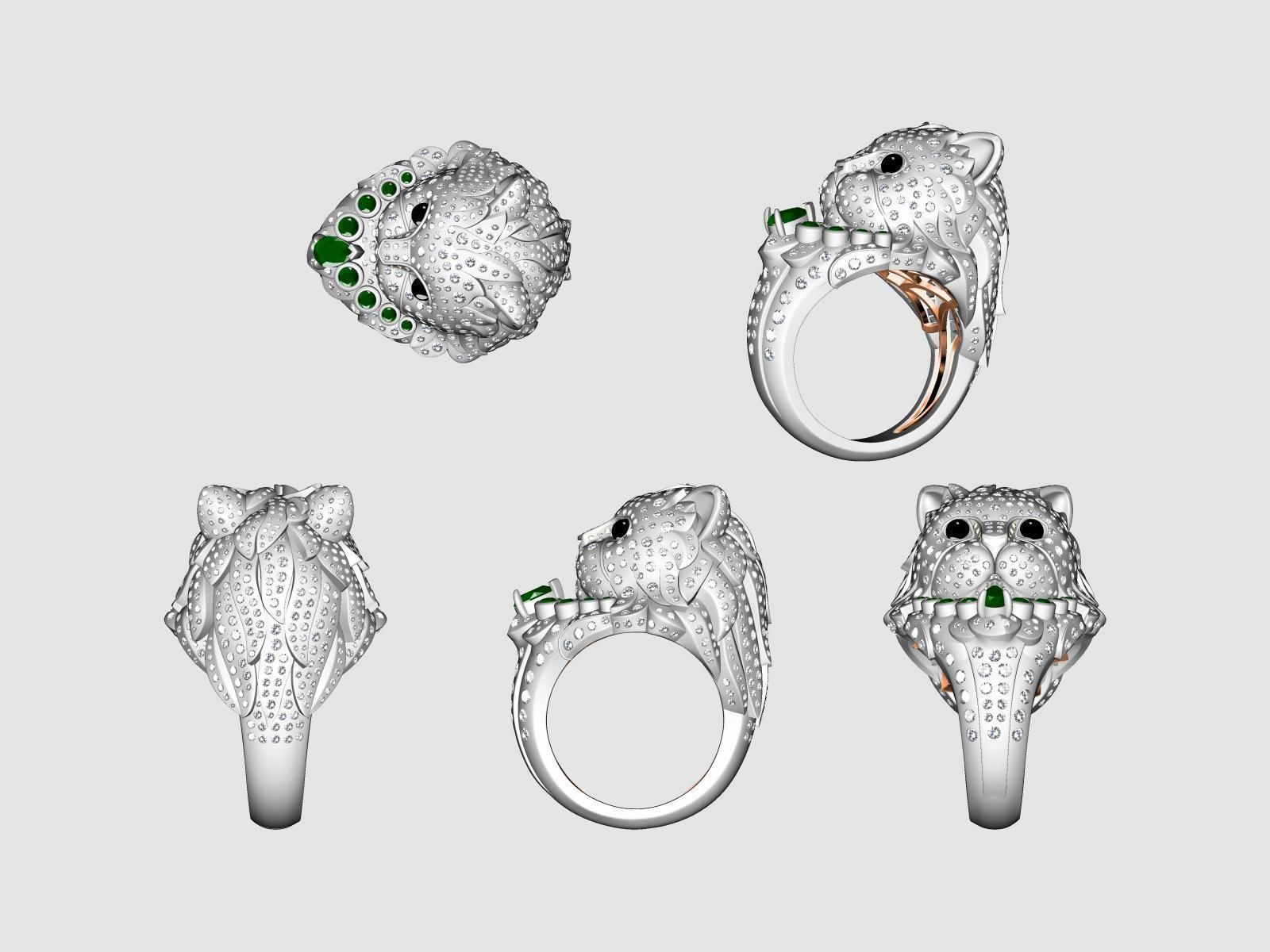 cat ring with diamonds 3D print model_6