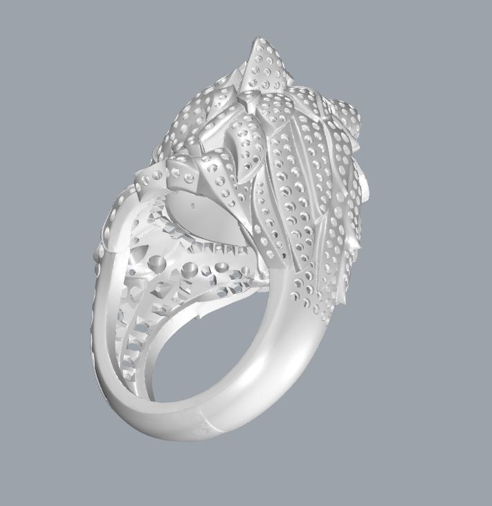 cat ring with diamonds 3D print model_2