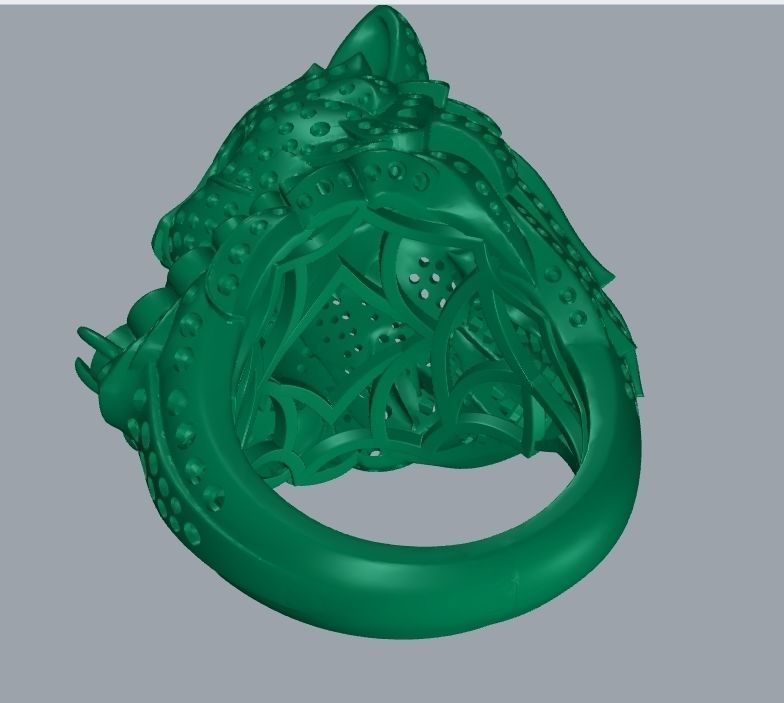 cat ring with diamonds 3D print model_3
