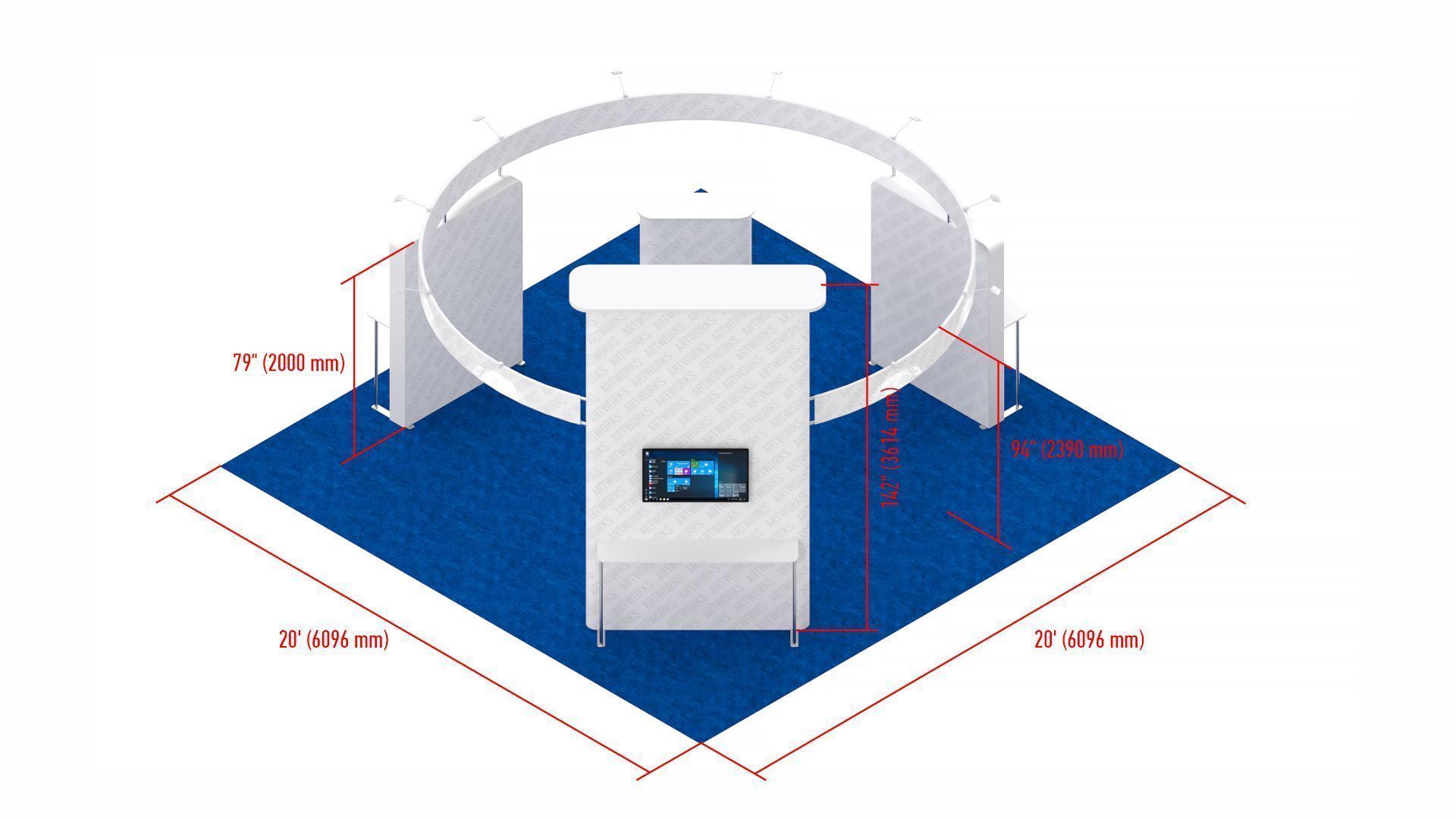 Exhibition booth 20x20ft 3DM023 3D model_10