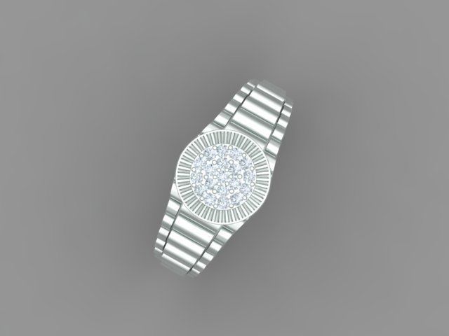 Diamond Men Ring with Watch strap 3D print model_9