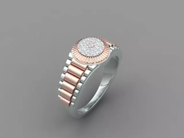 Diamond Men Ring with Watch strap 3D print model_0
