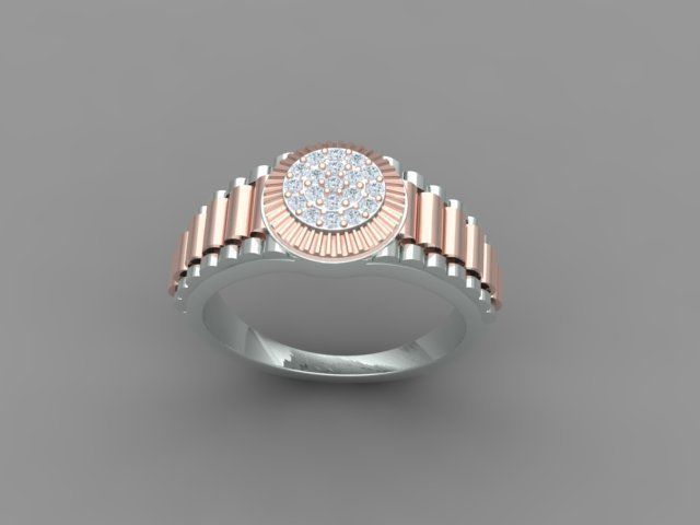 Diamond Men Ring with Watch strap 3D print model_5