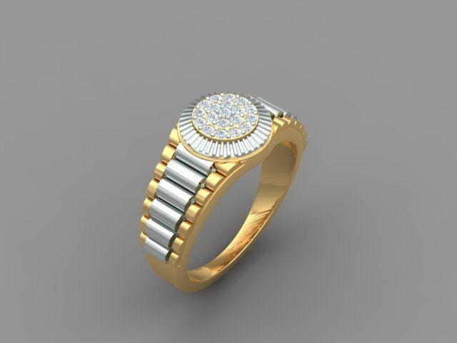 Diamond Men Ring with Watch strap 3D print model_1