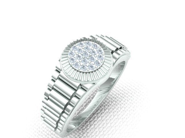 Diamond Men Ring with Watch strap 3D print model_25