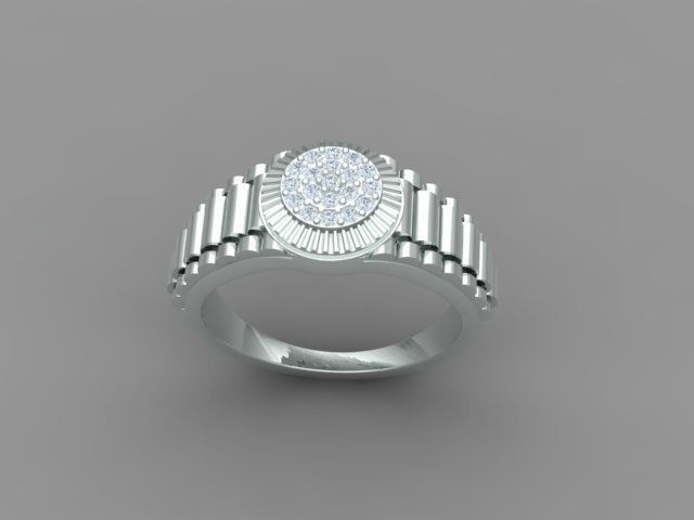 Diamond Men Ring with Watch strap 3D print model_4