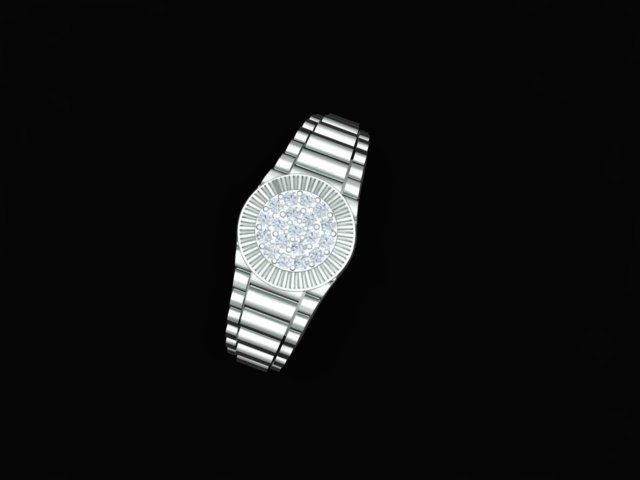Diamond Men Ring with Watch strap 3D print model_16