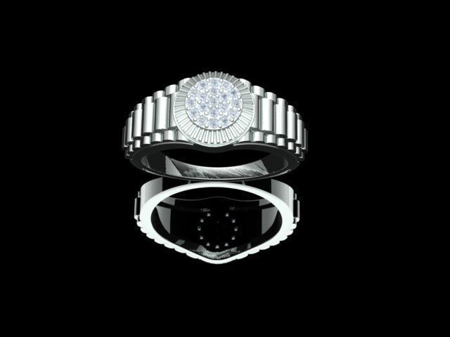 Diamond Men Ring with Watch strap 3D print model_17