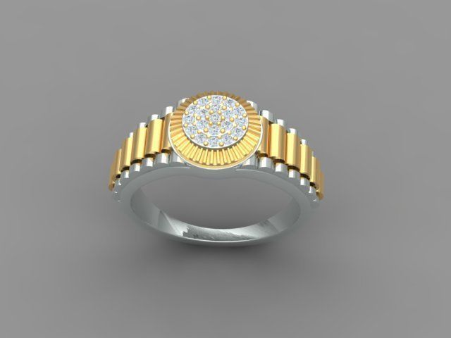 Diamond Men Ring with Watch strap 3D print model_6
