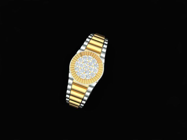 Diamond Men Ring with Watch strap 3D print model_15