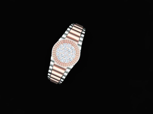 Diamond Men Ring with Watch strap 3D print model_12