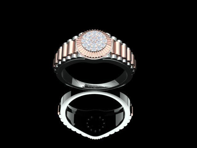 Diamond Men Ring with Watch strap 3D print model_10