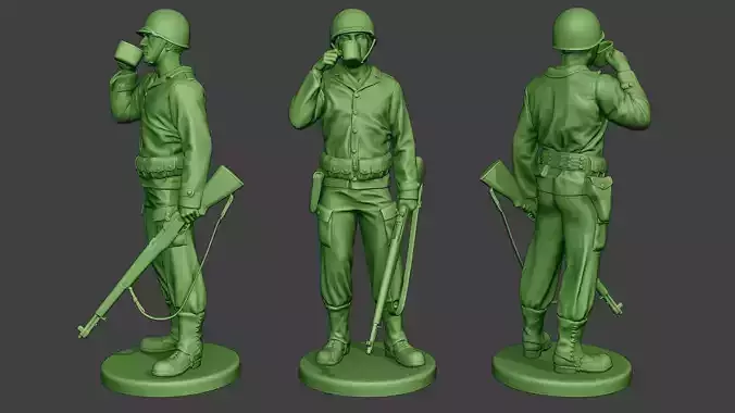 American soldier ww2 Drinking A13 3D print model