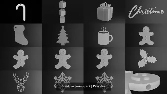 Christmas jewelry pack 3D Model Collection