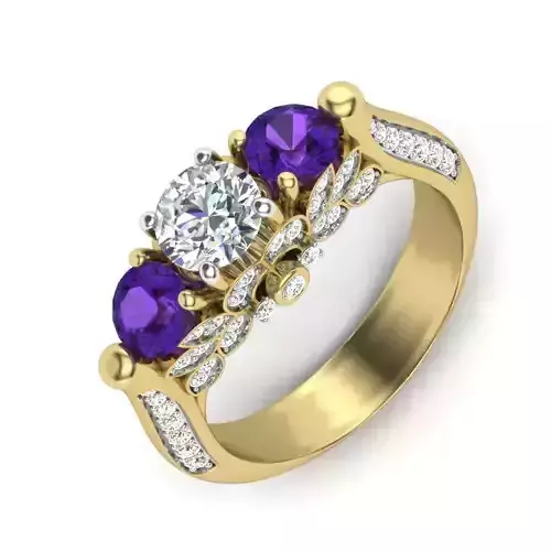 Women cocktail diamond ring 3dm 1render detail